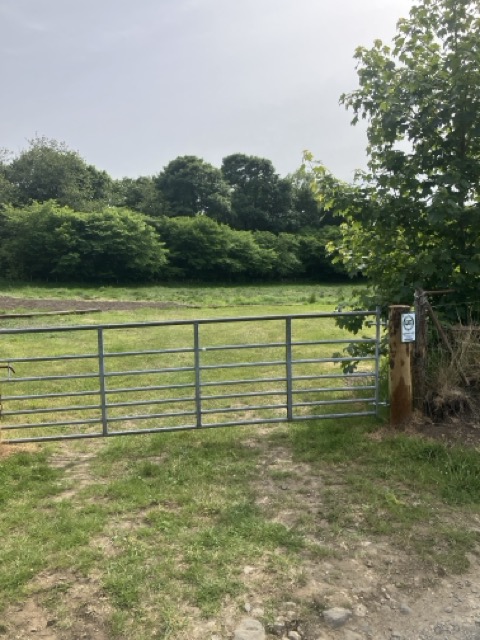 Entrance gate to Craighall Steading certified Aire motorhome and campervan stopover near Ceres, Fife.